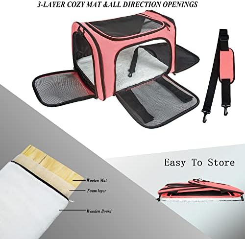 Soft Sided Carrier for Small Medium Cats Dogs,TSA Airline Approved Collapsible Travel Pet Carrier (Medium, Watermelon) - Image 2