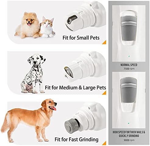 Pet Nail Grinder with LED Light & 2 Grinding Heads, 2-Speed Low Noise - Image 5