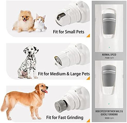 Pet Nail Grinder with LED Light & 2 Grinding Heads, 2-Speed Low Noise - Image 5