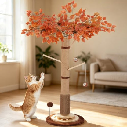 46" Extra Tall Cat Scratching Post with Toy for Large and Adult Indoor Cats by Sheripet