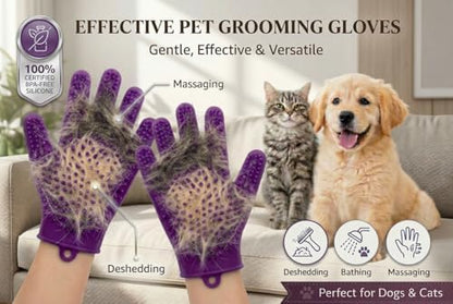 Pet Grooming Gloves for Cats & Dogs – Silicone Hair Removal Glove for Bathing, Shedding & Massage – Gentle Mitt for Long & Short Hair Pets with Drainage System - Image 3