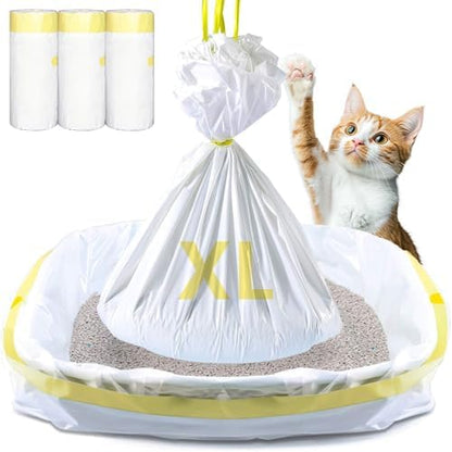30 Count Cat Litter Liners Large, Jumbo Tear Resistant Heavy Duty Cat Litter Bags with Drawstring, Extra-Thick Kitty Litter Box Bags-36" x 18" by Lanswood