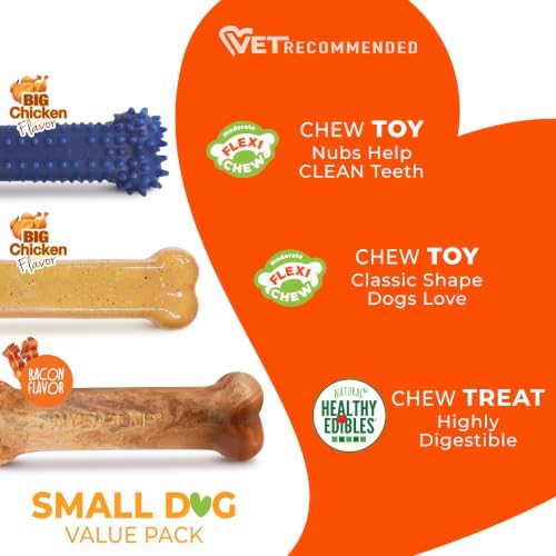 Nylabone Flexi Chew Small Dog Value Pack Dog Toys with Chew Treat, 3 Count - Image 3