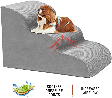 Dog Stairs for Small Dogs, 3 Tiers High Density Foam Dog Ramp, Extra Wide Non-Slip Pet Steps for High Beds Or Couch, Soft Foam Doggie Ladder for Dogs Injured, Older Pets, Small Cats - Image 3