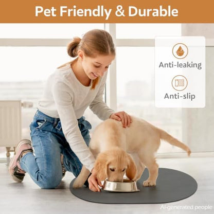 MontVoo Absorbent Dog Food Mat-Dog Mat for Food and Water Bowl | Quick Dry Pet Dish Mat, No Stains & Easy Clean Cat Rug for Messy Drinkers Cat Accessories Pet Supplies, 16"x24", Darkgrey - Image 4