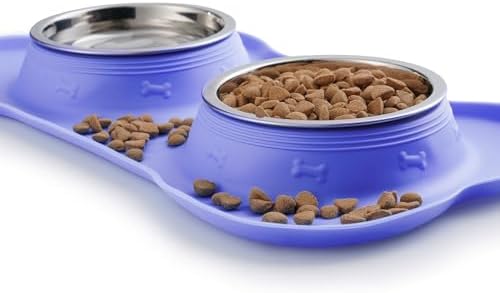 Hubulk Pet Dog Bowls 2 Stainless Steel Dog Bowl with No Spill Non-Skid Silicone Mat + Pet Food Scoop Water and Food Feeder Bowls for Feeding Small Medium Large Dogs Cats Puppies (Small, Purple) - Image 5