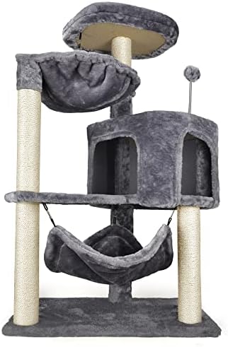 YUNIQUE Cat Tree with Cat Condo and Big Hammock, Grey - Image 2