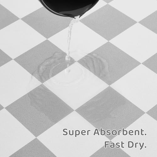 Checkered Dog Feeding Mat, Absorbent Mats for Dog Food and Water Bowl, Dispenser, Feeder, Retro Aesthetic Grey Checkerboard Pet Placemat for Dogs, Cats, Puppy Accessories, 16" X 24” - Image 4