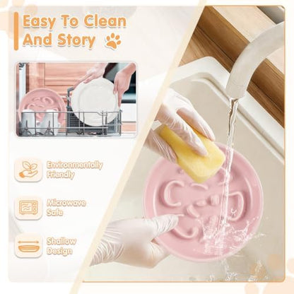 Cat Slow Feeder Bowl Set,2 Pcs Pastel Series Cat Plate for Dry and Wet Food - Image 6