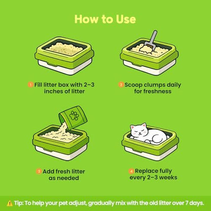 Natural Cassava Cat Litter,Odor Control Dust-Free,Advanced Clean Paws Multi Cat Clumping Litter,Kittens and Sensitive Cat Liter,Mixable with Crystal Litter and Various Litter - Image 4
