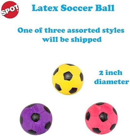 SPOT Latex Soccer Ball Dog Toy – 2in, Assorted Colors, Durable 100% Latex with Loud Squeaker, Fun Indoor & Outdoor Toy for Small Dogs & Puppies to Chase, Fetch, Chew & Play - Image 2