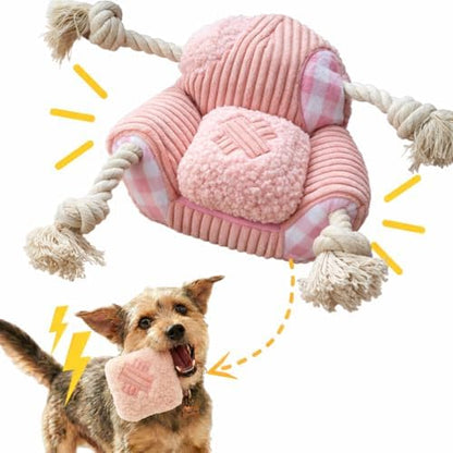 Squeaky Dog Toys, Durable Tug of War Chew Toys for Small, Medium and Large Dogs, Interactive Puppy Toy for Teeth Cleaning, Birthday Gift - Couch by PawfooLab