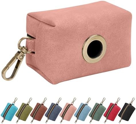 Didog PU Leather Dog Poop Bag Holder, Easy-Pull with Metal Clip, Pink by Didog