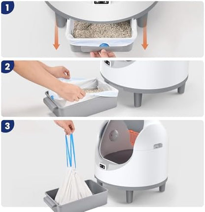 45 Count Cat Litter Box Liners, Heavy Duty Extra Thick Drawstring Bags for Automatic Self-Cleaning Litter Boxes, Leak-Proof Tear-Resistant Waste Liners, 15 Bags/Roll, 15.35" x 25.6" - Image 5