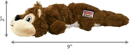 KONG Scrunch Knots 2 Pack Dog Toy – Stuffing-Free Plush with Internal Knotted Ropes & Squeaker – Durable Tug & Chew Toy (Squirrel, Small/Medium)