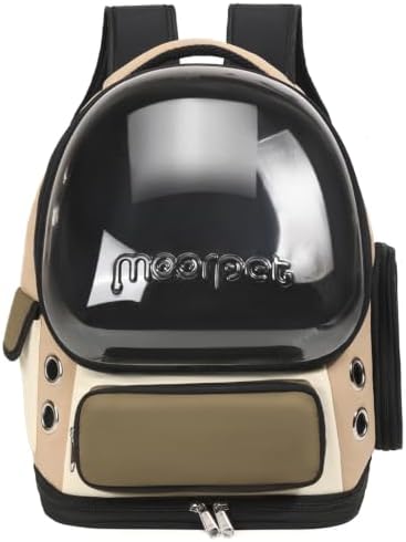 Cat Bubble Backpack Carrier, TSA Airline Approved Pet Travel Bag for Small Medium Dogs, Clear Hiking Camping Backpack for Cats, Kitten and Puppy up to 18 lbs, Khaki Bubble by GixDix