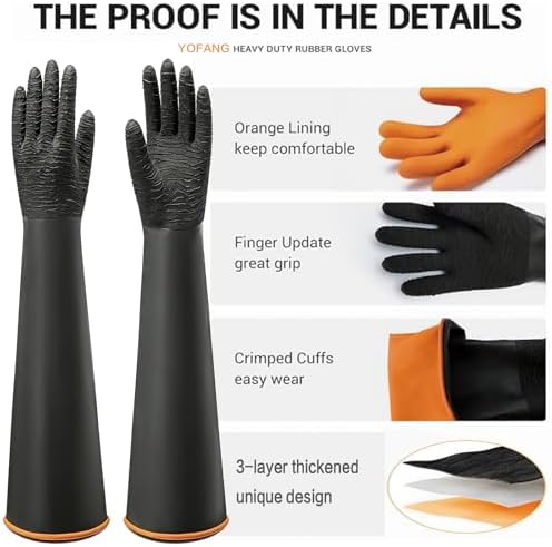 YOFANG 22" Long Sleeve Pet Grooming Bathing Gloves Waterproof - Image 3