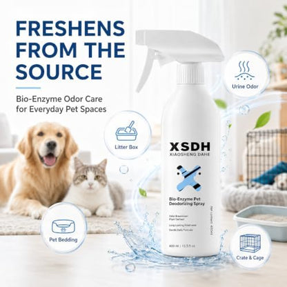 Pet Odor Deodorizing Spray, Bio-Enzyme Stain & Strong Odor Eliminator Spray for Dog Cat Pee Urine Pop, No-Rinse Air Freshener Spray for Smelly in Beds, Sofa, Carpet, Upholstery in Home & Car, 400ml - Image 2