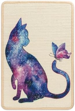 Sisal Cat Scratcher Mat Cat Wall Scratcher for Indoor Scratch Pad Wall Mounted Scratching Post to Protect Couch Carpet Furniture 23.6"x15.7" (Purple Butterfly Cat) by Unknown