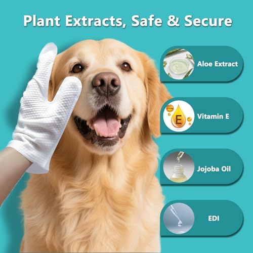 6PCS Unscented Extra Thick Pet Glove Wipes for Dogs & Cats, Dog Cat Washing Cleaning Gloves, Dog Grooming Bath Gloves for Daily Care and Traveling, Rinse Free - Image 2