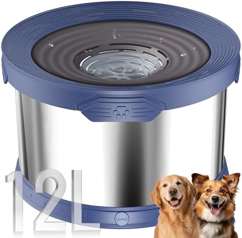 UPSKY 12L Dog Water Bowl No Spill Stainless Steel for Slow Drinking Blue by UPSKY