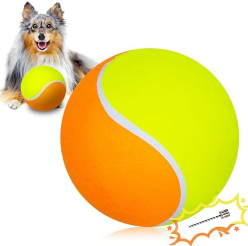 Banfeng Big Tennis Ball for Dogs, Giant Dog Tennis Ball Toy Large Outdoor Sports Gift for Small Medium Large Dog (Yellow Orange, 9.5 inch) by Banfeng