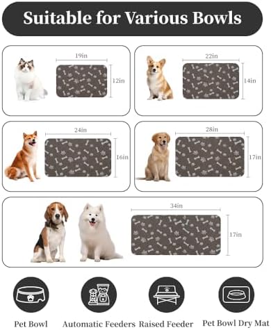 MontVoo-Absorbent Pet Feeding Mat-No Stains Pet Mat for Food and Water Bowl-Quick Dry Cat & Dog Food Mat Water Dispenser Mat-Pet Supplies Mat-Dog Water Bowl Mat for Messy Drinker,（Brown,17"x34"） - Image 4