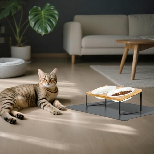 LEAWALK Upgraded Adjustable Height Cat Food Bowls Stand Ceramic Dog Bowls and Slow Feeder Cat Bowl, 15°Tilted Stand Anti Vomiting Raised for Small and Medium Sized Cats Dogs (White) - Image 7