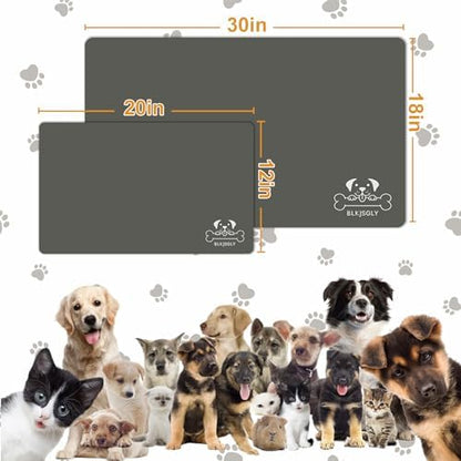 18"×30" Dark Grey Absorbent Dog Mat for Food and Water Bowl- Quick Dry Durable Feeding Mat for Dog and Cat Easy Cleaning Pet Supplies for Messy Pets - Image 4