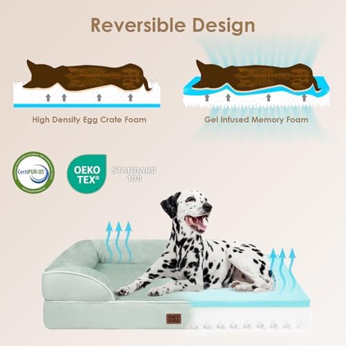 EHEYCIGA Orthopedic Large Dog Bed, Waterproof Memory Foam, Non-Slip Bottom, Sage Green, 36"L x 27"W x 6.5"Th - Image 4