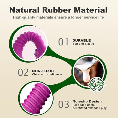 Dog Toys for Aggressive Chewers, Dog Toys for Medium Large Dogs, Natural Rubber Dog Chew Toys with Beef Flavor, Indestructible Chew Toys for Aggressive Chewers (Purple) - Image 5