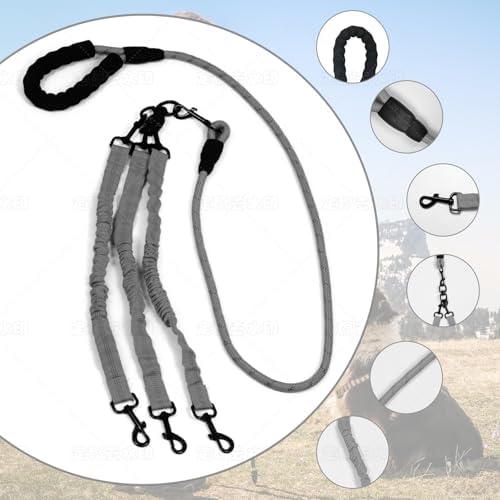 Dog Double Leashes,5-Dog Rope Bungee Five Leash - Tangle-Free Design with Padded Handle, 360° Swivel Control & Removable Feature for Walking Multiple Dogs - Image 3