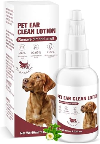Gentle Dog Ear Cleaner – Natural Ear Rinse for Dogs & Cats, Routine Ear Wash for Wax Build-Up, Dirt & Odor, with Dropper (2.02 fl oz) by Unknown