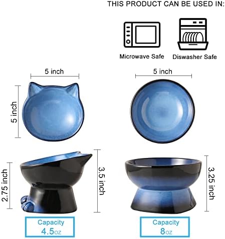 Nihow Elevated Cat Bowls,5 Inch Ceramic Raised Cat Food and Water Bowl Set - Image 2
