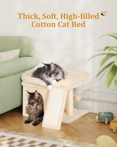 Aechonow Small Cat Tree Tower for Large Cat, Cat Bed House with Large Perch - Image 2