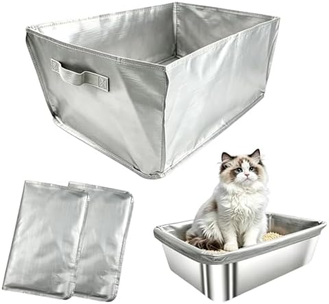 2 Pack Reusable Cat Litter Box Liners for Stainless Steel Boxes (Fits 6'' & 8'' Deep) - Scratch-Resistant & Waterproof Pan Protector, Extends Box Life, Easy to Clean with Non-Slip Design by Unknown