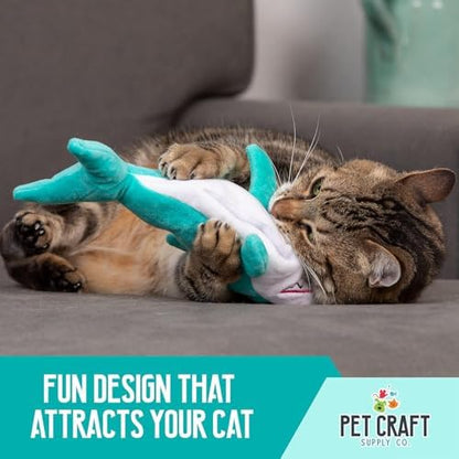 Pet Craft Supply Wiggle Pickle and Shimmy Shark Flipper Flopper Interactive Electric Realistic Flopping Wiggling Moving Fish Potent Catnip and Silvervine Cat Toy, Multi (8726), All Breed Sizes - Image 5