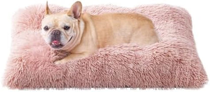 EHEYCIGA Fluffy Dog Crate Bed for Medium Dogs, Plush Crate Pad, Pink by EHEYCIGA