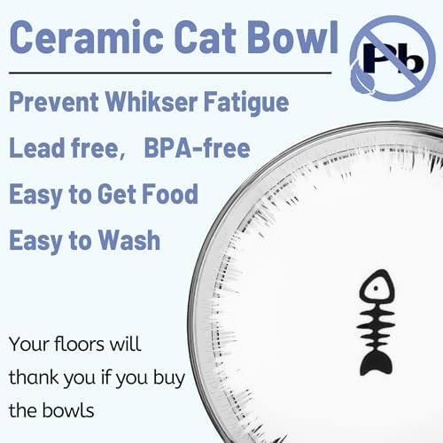 Cat Bowls, Elevated Bowl, Raised Ceramic Dish with Metal Stand, Pet Water or Food Feeding Station for Indoor Cats, Kitten,Dishwash Safe - Image 5