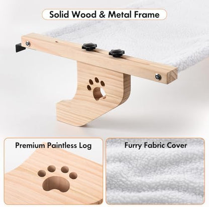 AMOSIJOY Cat Windowsill Perch with Wood & Metal Frame for Large Cat, 24.4in - Image 5