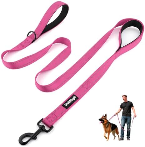 Heavy Duty Double Handle Dog Leash 6 ft Long for Total Control, Padded 2 Handle, Reflective Training Lead for Medium Large Dogs (Pink, 6 FT) by Unknown