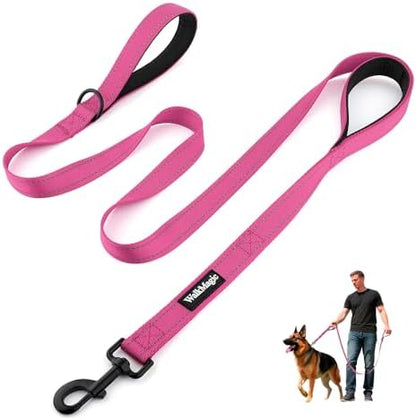Heavy Duty Double Handle Dog Leash 6 ft Long for Total Control, Padded 2 Handle, Reflective Training Lead for Medium Large Dogs (Pink, 6 FT) by Unknown