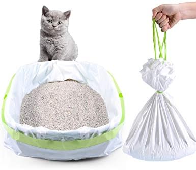 Litter Box Liners, 34 Count Jumbo Cat Litter Pan liners, Drawstring Litter Liner Bags For Litter Box, Easy Clean Up Thick Large Kitty Litter Liner XL, Eco Friendly Pet Cat Supplies(36" x 18") by PETOCAT