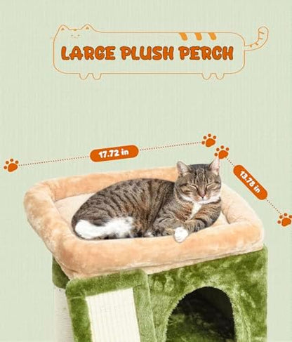 SYANDLVY Small Cat Tree for Indoor Cats, Cat Tower with Scratching Post, Modern Activity House for Large Cats, Condo with Board, Kittens Cave - Image 4