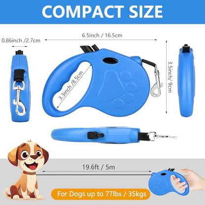 Retractable Dog Leash, 16ft Dog Walking Leash for Small Dogs up to 77lbs, Non-Slip Handle (Blue) - Image 2