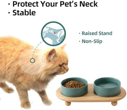 Havniva Raised Cat Bowl 5.1” Elevated Ceramic Cat Food and Water Bowl Set - Image 5