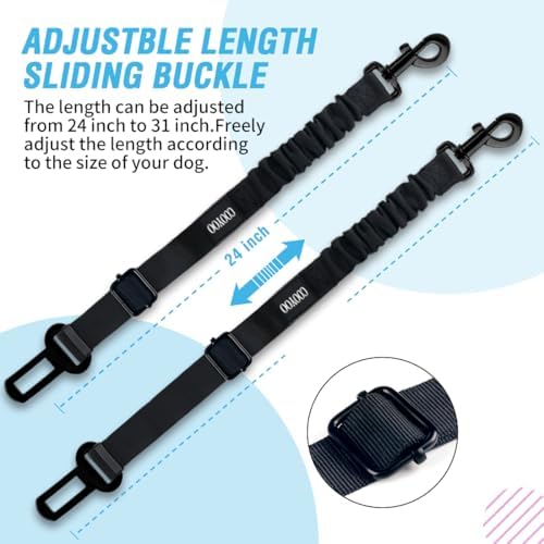 COOYOO Dog Seat Belt, Durability Retractable Dog Car Harness Adjustable Dog Seat Belt for Vehicle Nylon Pet Safety Seat Belts Heavy Duty & Elastic - Image 4