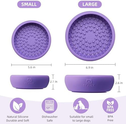 Dog Lick Bowl, Bestalk Anxiety Relief Lick Mat for Dogs, Non-Slip Freeze Licking Bowl Enrichment Puzzle Feeder for Distraction, BPA Free Silicone, Dishwasher Safe(Purple,L) - Image 6