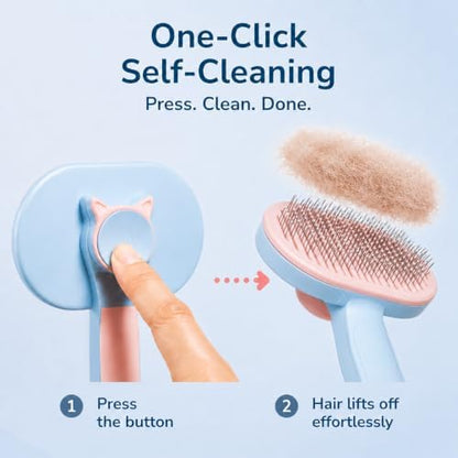 Cat Deshedding Tool, Self Cleaning Cat Deshedder, Medium & Long Hair, White - Image 3