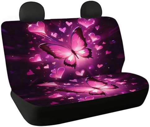 AFPANQZ 3D Butterfly Car Seat Cover for Rear Bench Seats Polyester Fabric Protects Against Dirt Pet Fur Dog Hair, Easy to Install with Universal Fit for Cars Trucks and SUV by AFPANQZ